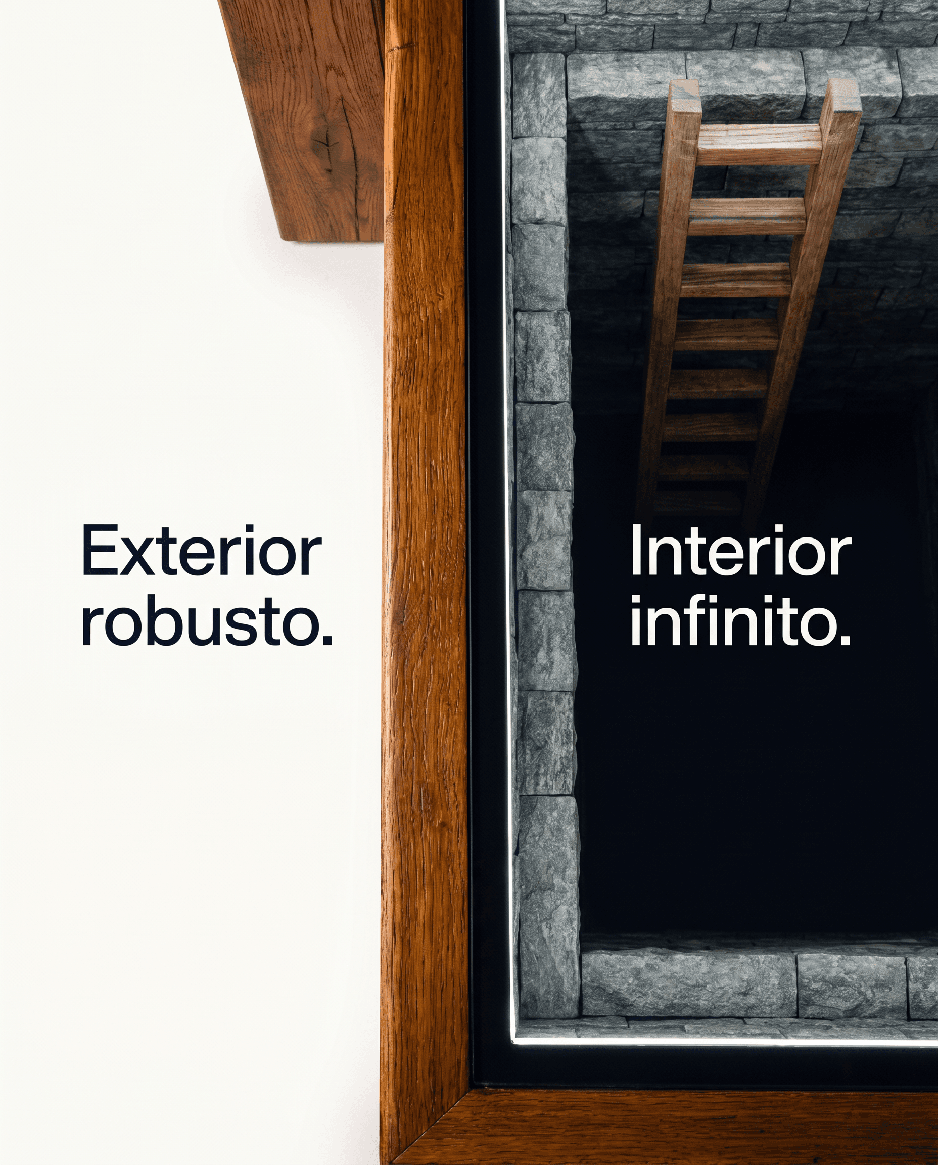 Detalhe do exterior robusto e interior iluminado